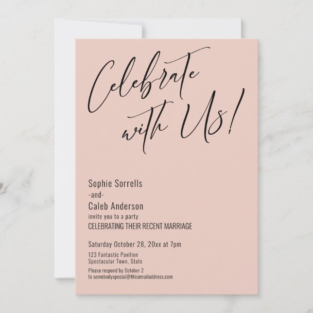 Invitación ¡Celebra con Nosotros! Fiesta de Boda Moderna con  (Anverso)