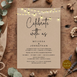 Invitación Celebra Con Nosotros, Fiesta de Boda Rústica y Fug