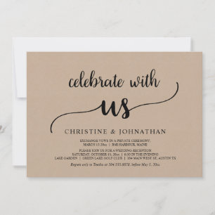 Invitación Celebra con nosotros, fiesta de boda rústica y fug