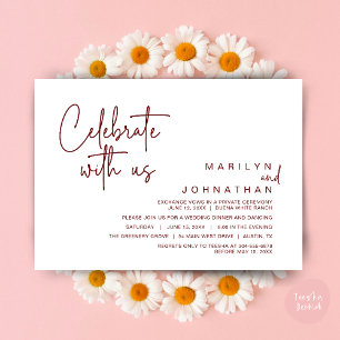 Invitación Celebra con nosotros, Fiesta de Cena de Elopement 
