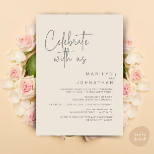 Invitación Celebra con nosotros, Fiesta de Cena de Elopement