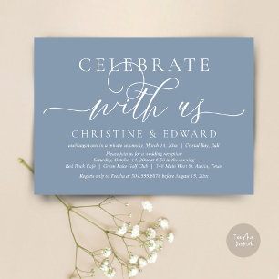 Invitación Celebra con nosotros, Fiesta de Elopement, Azul Po