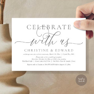 Invitación Celebra con nosotros, Fiesta de Elopement, Gris At