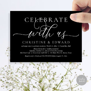 Invitación Celebra con nosotros, Fiesta de Elopement, Negro E