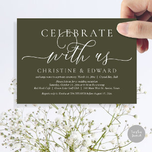 Invitación Celebra con nosotros, Fiesta de Elopement, Verde S