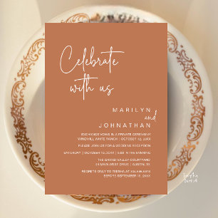 Invitación Celebra con nosotros, fiesta de recepción de boda