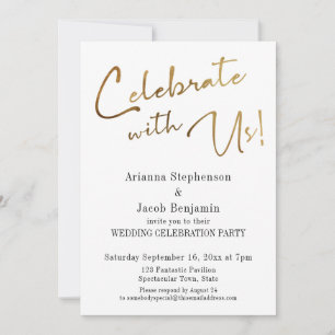 Invitación "¡Celebra con nosotros!" Fiesta simple de la boda