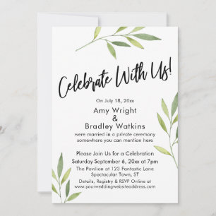 Invitación ¡Celebra Con Nosotros! Follaje Acuarela Verde