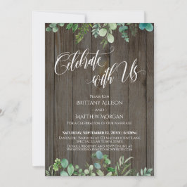 Invitación Celebra con Nosotros Fuente Elegante Eucalipto en