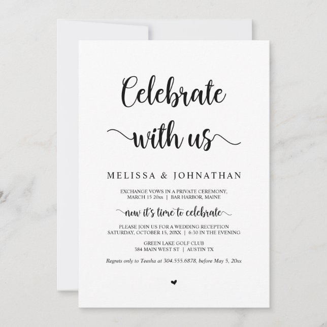 Invitación Celebra con nosotros, Fuente negra, Huida de boda  (Anverso)