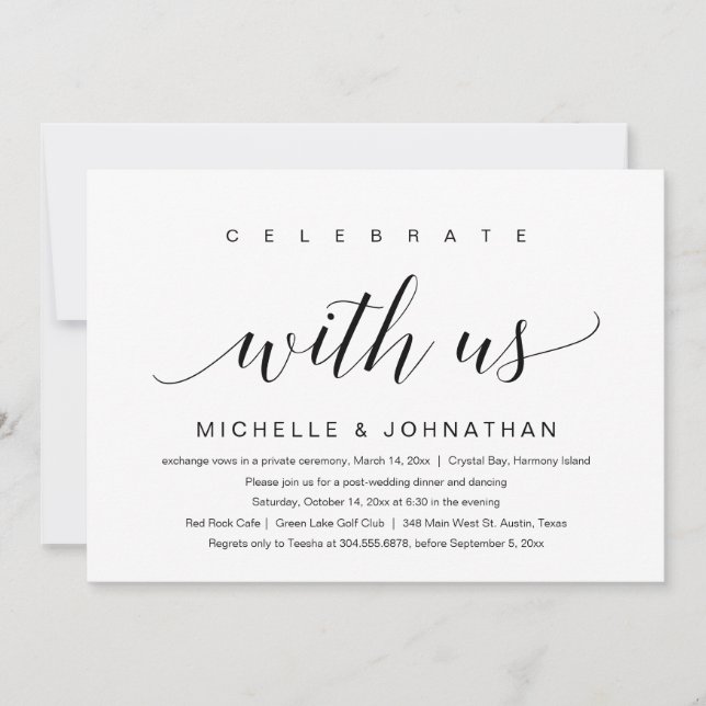 Invitación Celebra con nosotros, Huida de Boda (Anverso)