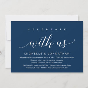 Invitación Celebra con nosotros, Huida de Boda, Azul Marino E