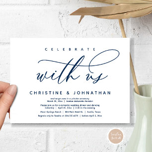Invitación Celebra con nosotros, la cena de Elopement Boda mo