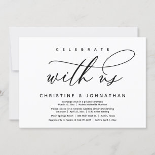 Invitación Celebra con nosotros, la cena de Elopement Boda mo