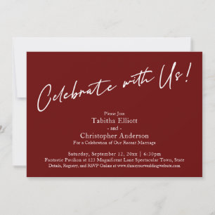 Invitación Celebra con Nosotros Letra a Mano Simple Burgundy