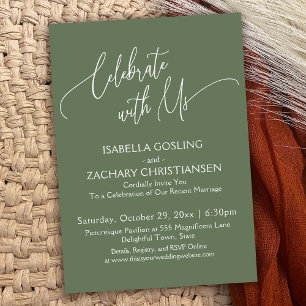 Invitación Celebra con Nosotros Letra Bonita Verde Olivo