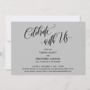 Invitación Celebra con Nosotros Letra Elaborada Gris Claro