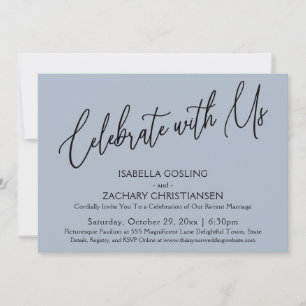 Invitación Celebra con Nosotros Letra Elegante Azul Polvo