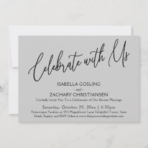 Invitación Celebra con Nosotros Letra Elegante Gris Claro