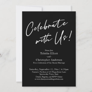 Invitación Celebra con Nosotros Letra Simple Negro