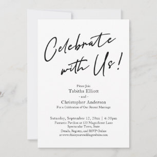 Invitación Celebra con Nosotros Letra Simple Negro y Blanco