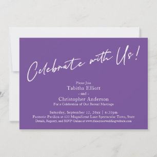 Invitación Celebra con Nosotros Letra Simple Púrpura