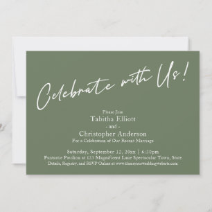 Invitación Celebra con Nosotros Letra Simple Verde Oliva