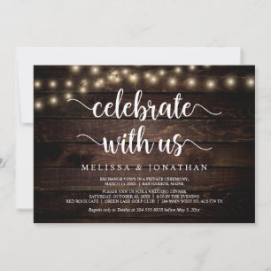 Invitación Celebra con nosotros, Madera Rústica, Huida de Bod