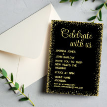 Celebra Con Nosotros Minimal Dorado Boda de Año Nu