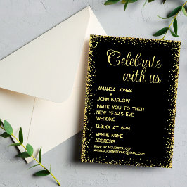 Invitación Celebra Con Nosotros Minimal Dorado Boda de Año Nu