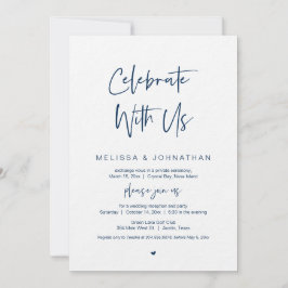 Invitación Celebra con nosotros, Navy Blue, Boda Elopement