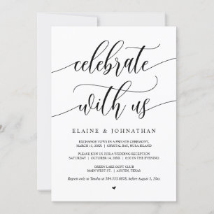 Invitación Celebra con nosotros, negro, Fiesta de Elopement B