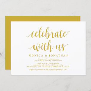 Invitación Celebra con nosotros, oro amarillo, Boda Elopement