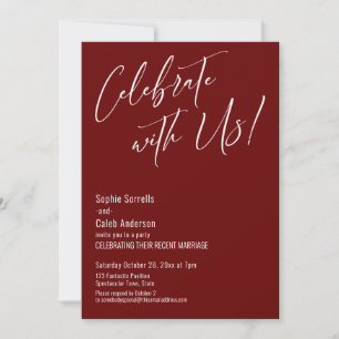 Invitación Celebra con Nosotros Recepción Burgundy Simple Mod