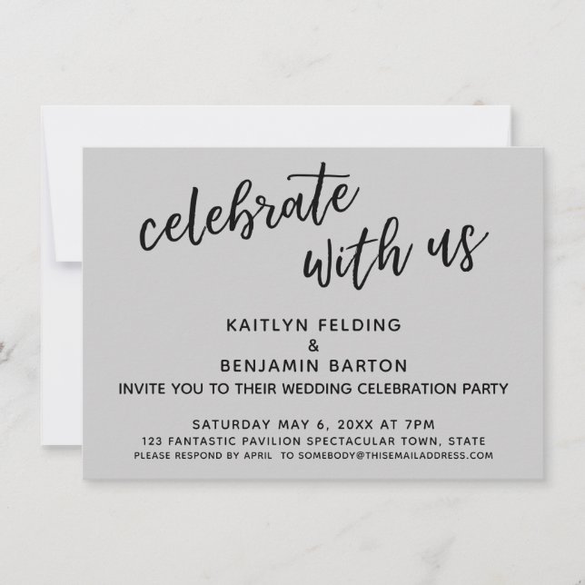 Invitación Celebra con Nosotros Recepción de Boda Informal Gr (Anverso)