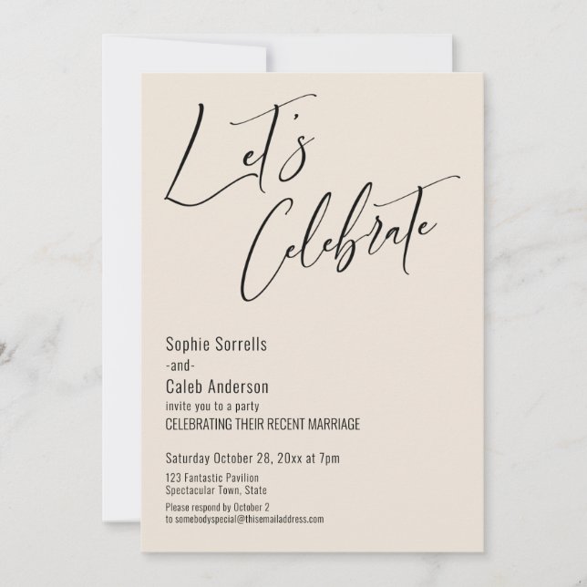 Invitación ¡Celebra con Nosotros! Recepción Moderna de Crema (Anverso)