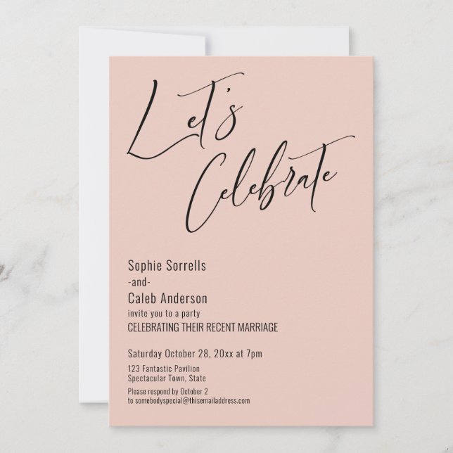 Invitación ¡Celebra con Nosotros! Recepción Moderna de Rosa R (Anverso)