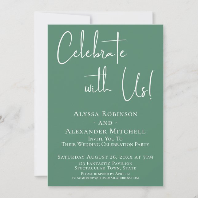 Invitación ¡Celebra con Nosotros! Recepción Moderna Pretty Gr (Anverso)