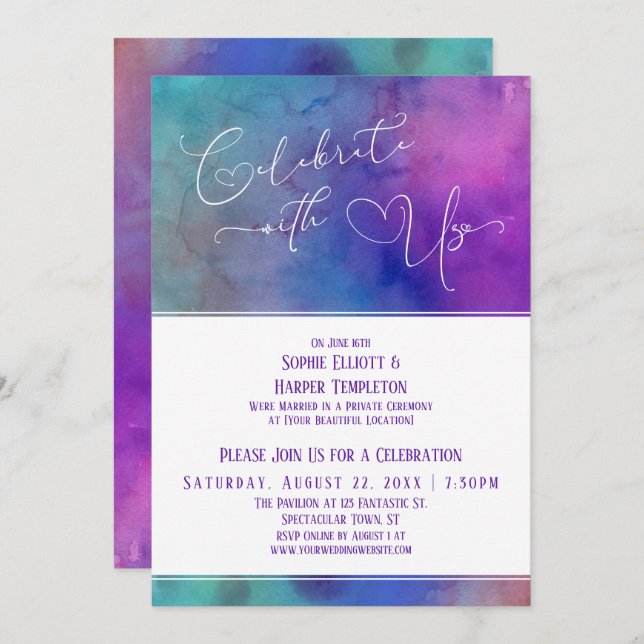 Invitación Celebra con Nosotros Recibimiento de Corazones de  (Anverso / Reverso)