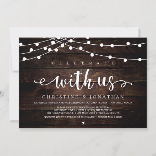 Invitación Celebra con nosotros Rustic Farm Boda String Light