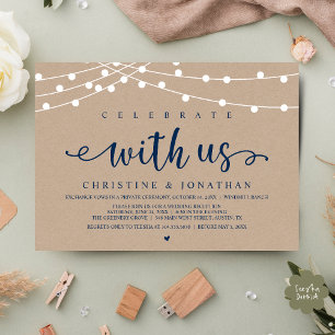 Invitación Celebra con nosotros Rustic Farm Boda String Light