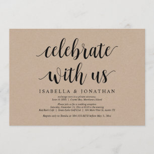 Invitación Celebra con nosotros, Rustic Kraft, Boda Elopement
