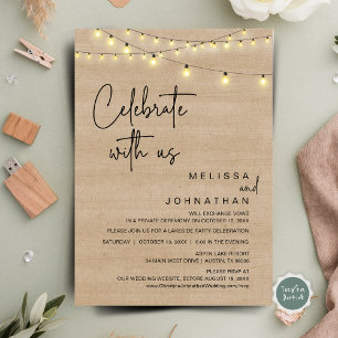 Invitación Celebra Con Nosotros, Rústico Fiesta De Elopement 