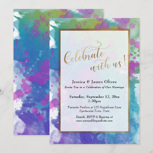 Invitación Celebra con Nosotros Salpicaduras Coloridas Abstra