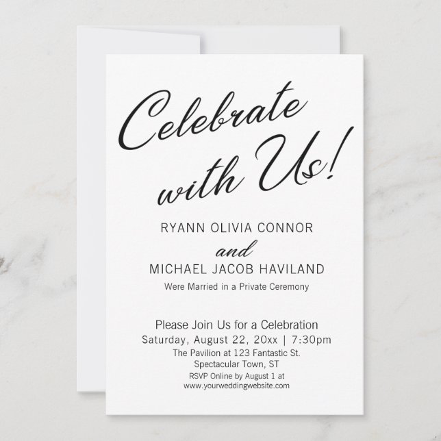 Invitación Celebra con Nosotros Solo Recepción Simple (Anverso)