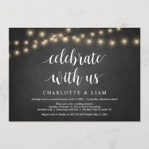 Invitación Celebra con nosotros, String Light, Boda Elopement
