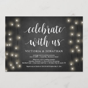 Invitación Celebra con nosotros, String Light, Boda Elopement