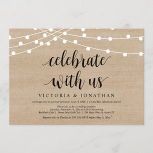 Invitación Celebra con nosotros, String Light, Boda Elopement