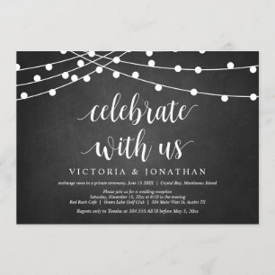 Invitación Celebra con nosotros, String Light, Boda Elopement