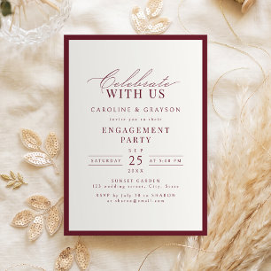 Invitación ¡Celebra Con Nosotros! Tipografía de Borgoña Compr